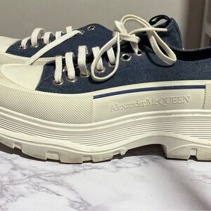 Alexander McQueen Denim and White Platform Sneakers